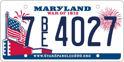 MD license plate 7BE4027