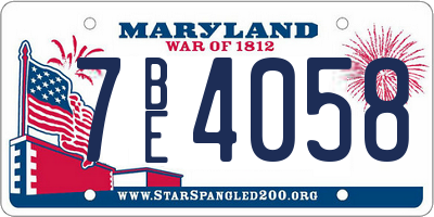 MD license plate 7BE4058