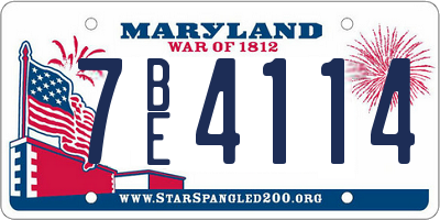 MD license plate 7BE4114