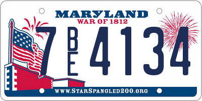 MD license plate 7BE4134