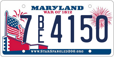 MD license plate 7BE4150