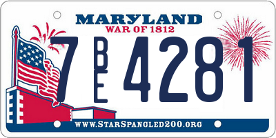 MD license plate 7BE4281