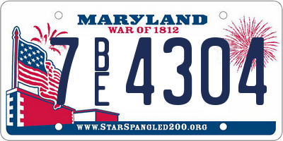MD license plate 7BE4304