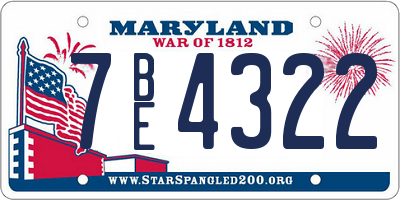 MD license plate 7BE4322