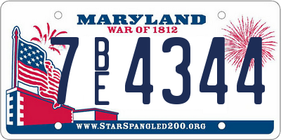MD license plate 7BE4344