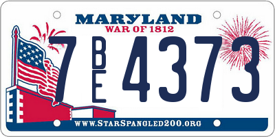 MD license plate 7BE4373