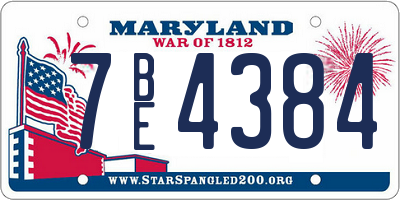 MD license plate 7BE4384