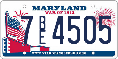 MD license plate 7BE4505