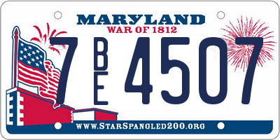 MD license plate 7BE4507
