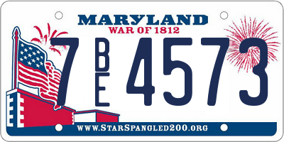 MD license plate 7BE4573