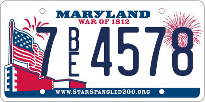 MD license plate 7BE4578
