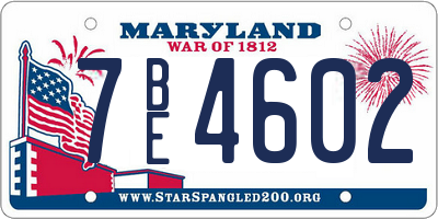 MD license plate 7BE4602