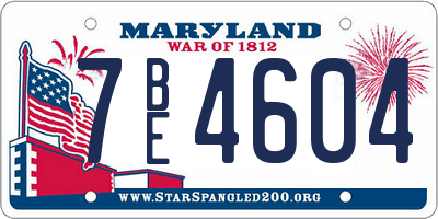 MD license plate 7BE4604