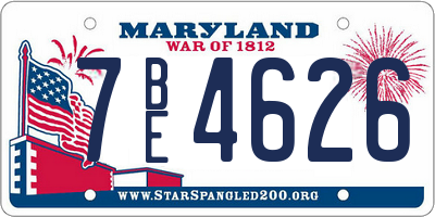 MD license plate 7BE4626