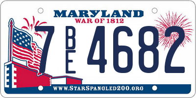 MD license plate 7BE4682