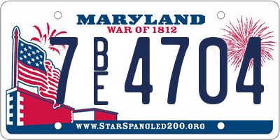 MD license plate 7BE4704