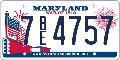 MD license plate 7BE4757