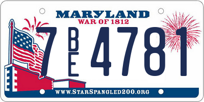 MD license plate 7BE4781
