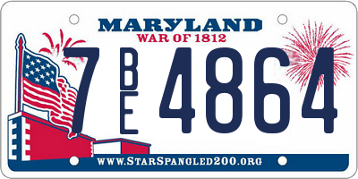 MD license plate 7BE4864