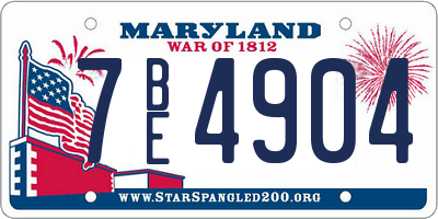MD license plate 7BE4904