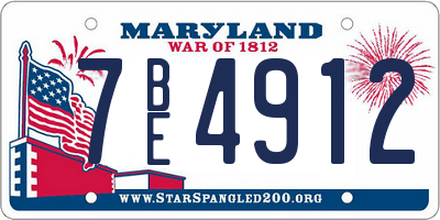 MD license plate 7BE4912
