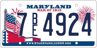 MD license plate 7BE4924