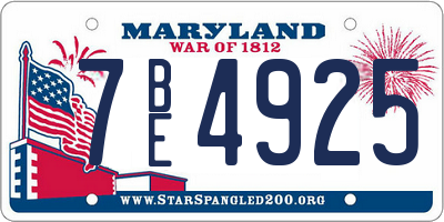 MD license plate 7BE4925