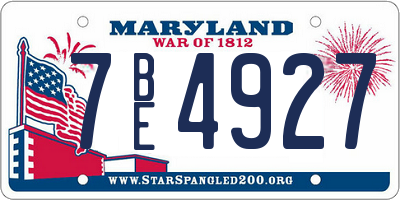 MD license plate 7BE4927
