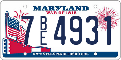 MD license plate 7BE4931