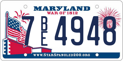 MD license plate 7BE4948