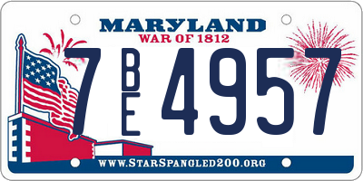MD license plate 7BE4957
