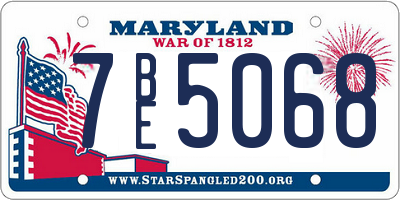 MD license plate 7BE5068