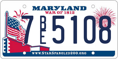 MD license plate 7BE5108