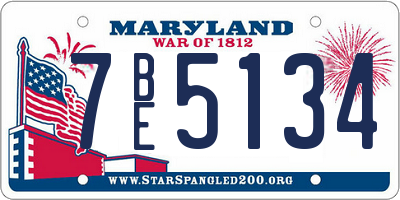 MD license plate 7BE5134