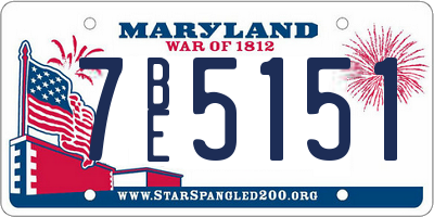 MD license plate 7BE5151