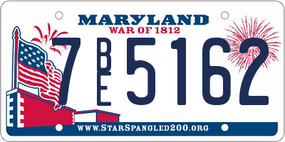 MD license plate 7BE5162