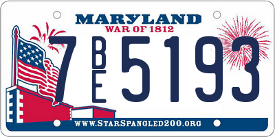 MD license plate 7BE5193