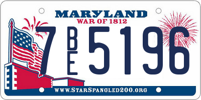 MD license plate 7BE5196