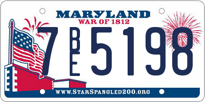 MD license plate 7BE5198