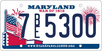 MD license plate 7BE5300
