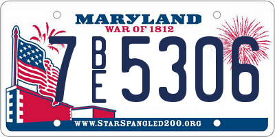 MD license plate 7BE5306
