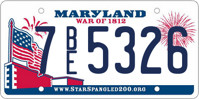 MD license plate 7BE5326