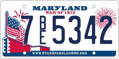 MD license plate 7BE5342