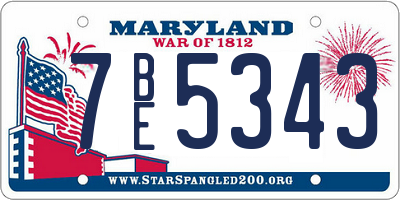 MD license plate 7BE5343