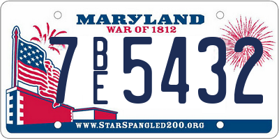MD license plate 7BE5432