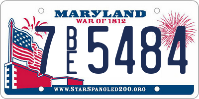 MD license plate 7BE5484