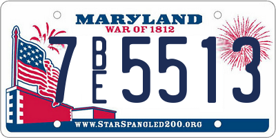 MD license plate 7BE5513