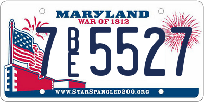 MD license plate 7BE5527