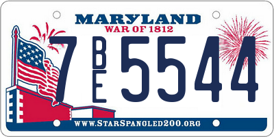 MD license plate 7BE5544