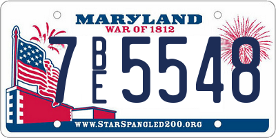 MD license plate 7BE5548